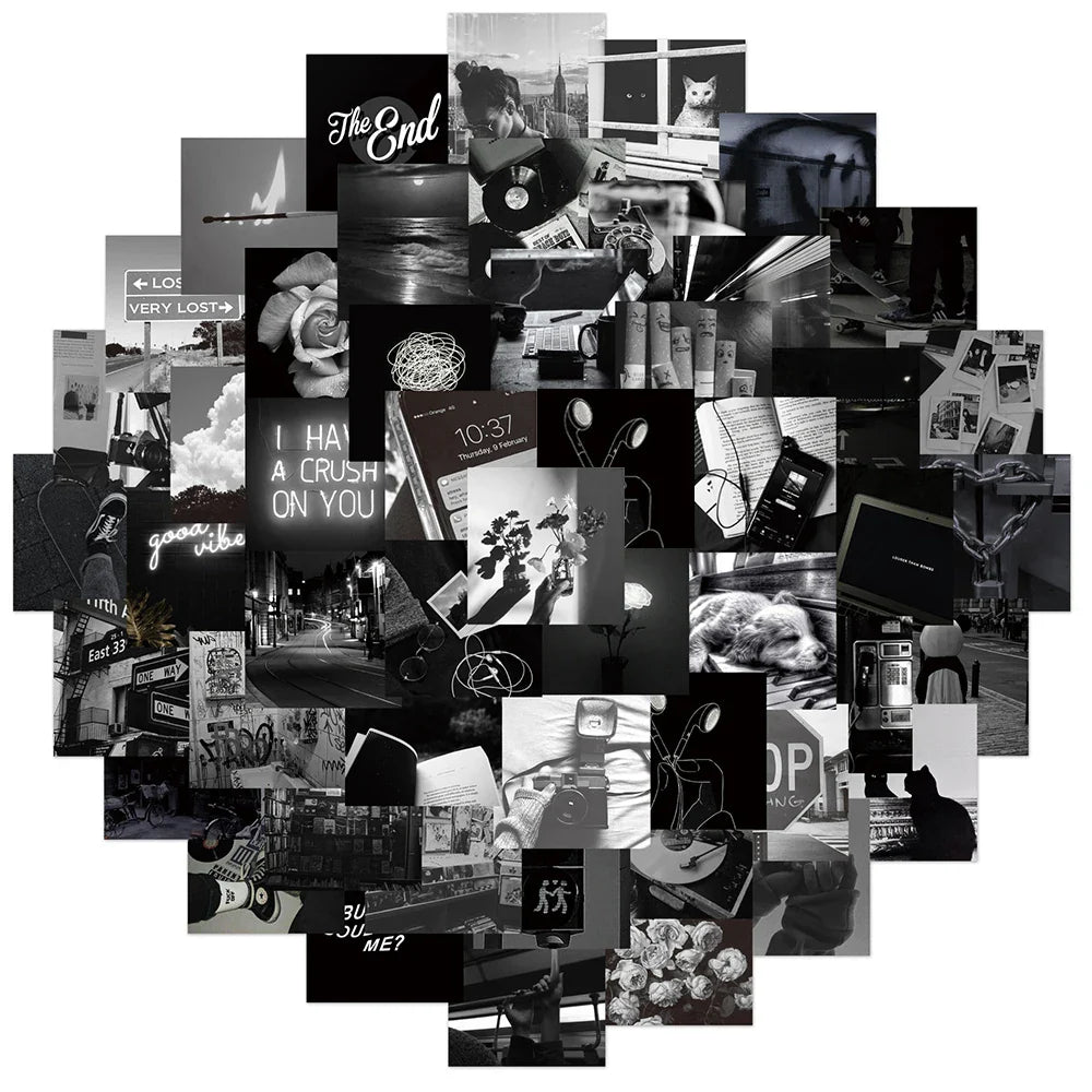 Cool Black Graffiti Stickers 10/30/50pcs Aesthetic Decals for Skateboard Guitar Notebook Bike DIY Kids (ONLINE ORDER ONLY)