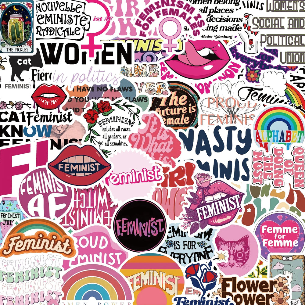50PCS Pink Flawed Feminis Stickers For Suitcase Scrapbook Phone Laptop Stationery Cool Sticker Decal Decoration (Online Order Only)