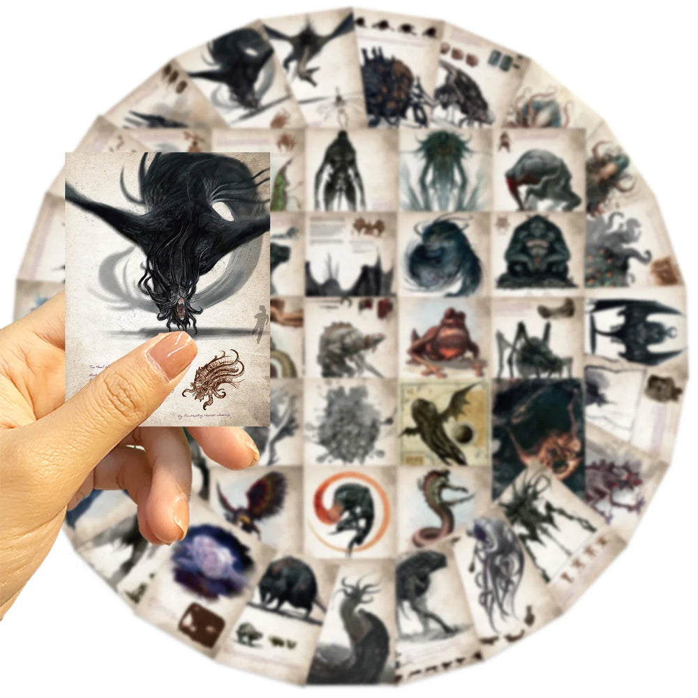 50pcs Cthulhu Mythos Monsters Funny Graffiti Stickers Vinyl Waterproof Stickers Pack For Water Bottle Laptop Scrapbook Stickers (Online Order Only)