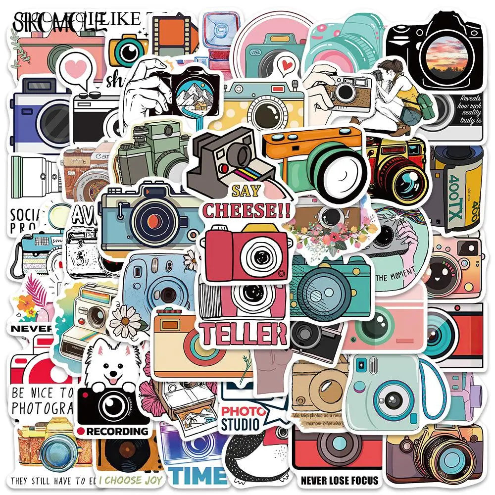 Cartoon Camera Stickers Pack - DIY Travel Luggage Guitar Laptop Decals (Online Order Only)