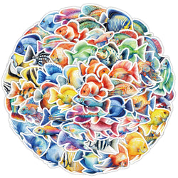 Cartoon Sea Life Fish Stickers for Phone Laptop Luggage Skateboard Kids Gift (Online Order Only)