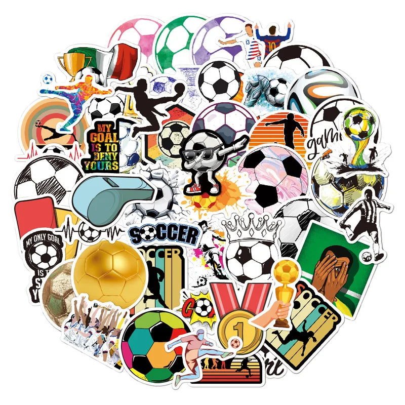 50 Pcs/Set Football Soccer Graffiti Stickers for Laptop Phone Luggage Notebook Decal Decoration Scrapbook Sticker Kids Gift (ONLINE ORDER ONLY)