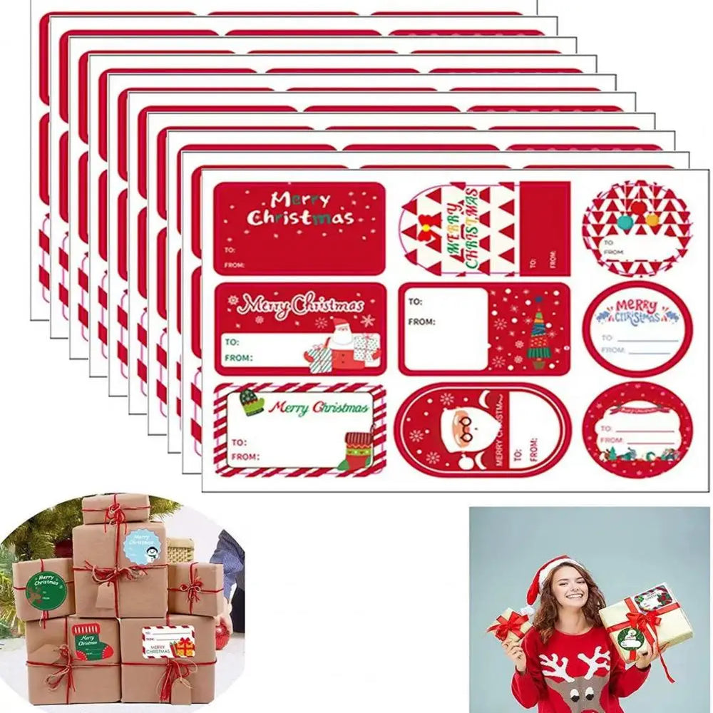 High-quality Adhesive Labels Christmas Gift Tag Stickers Santa Elk Xmas Theme Diy Present Box Greeting Card Envelope Labels 10 (ONLINE ORDER ONLY)