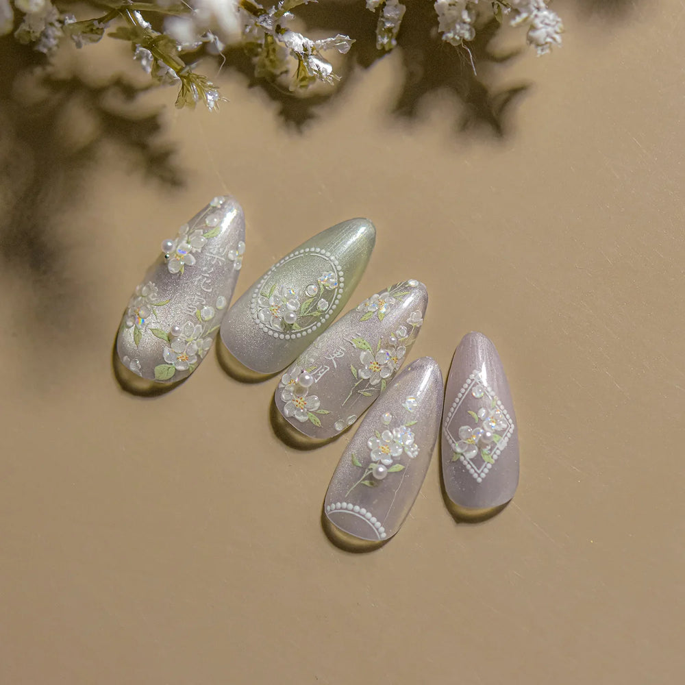 Antique Pear Blossom Peach Blossom Flower Swallow Pattern Adhesive Nail Art Stickers Spring Vibrant and Lively Manicure Decals (ONLINE ORDER ONLY)
