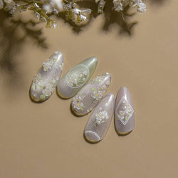 Pink Peach Blossom Flower White Pear Romantic Archaistic Swallow Window Adhesive Nail Art Stickers Rhinestone Manicure Decals (ONLINE ORDER ONLY)