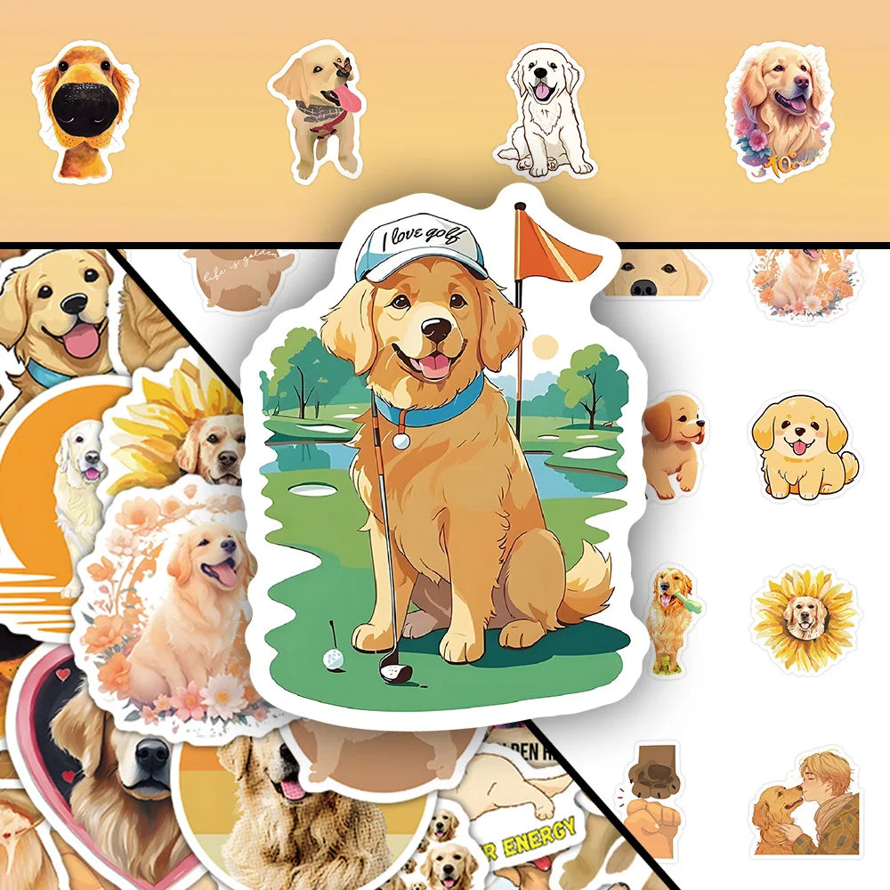 10/30/54PCS Golden Retriever Cartoon Stickers Kawaii Dog Sticker Cute Animal Toy Luggage Laptop Guitar Bike Decoration Decals (ONLINE ORDER ONLY)