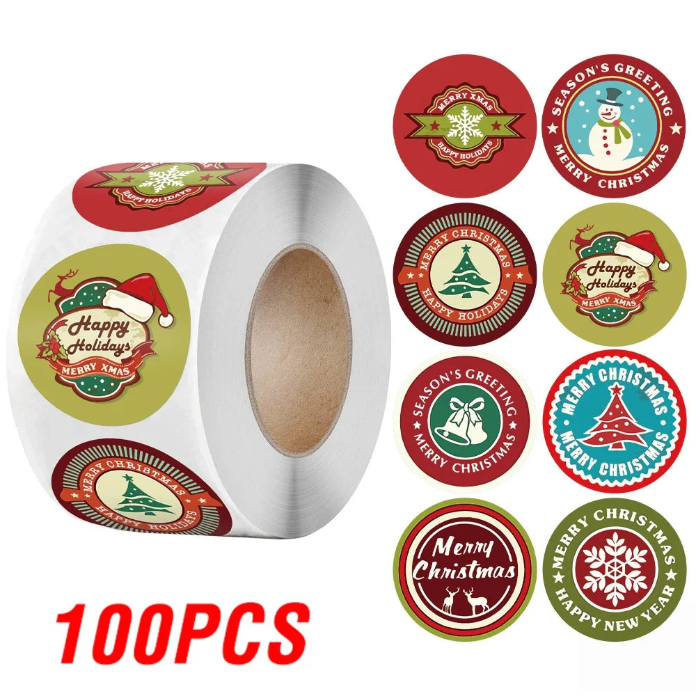 100-500Pcs Gold Snowflake Christmas Stickers Candy Bag Envelopes Sealing Label Christmas Gifts Box Decorations Sticker (ONLINE ORDER ONLY)