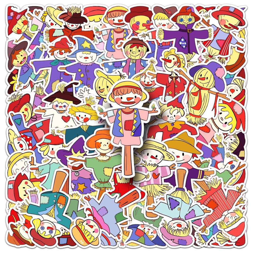 10/50pcs Cute Funny Scarecrow Graffiti Stickers Kids Toy DIY Laptop Notebook Skateboard Motorcycle Phone Waterproof Sticker (Online Order Only)