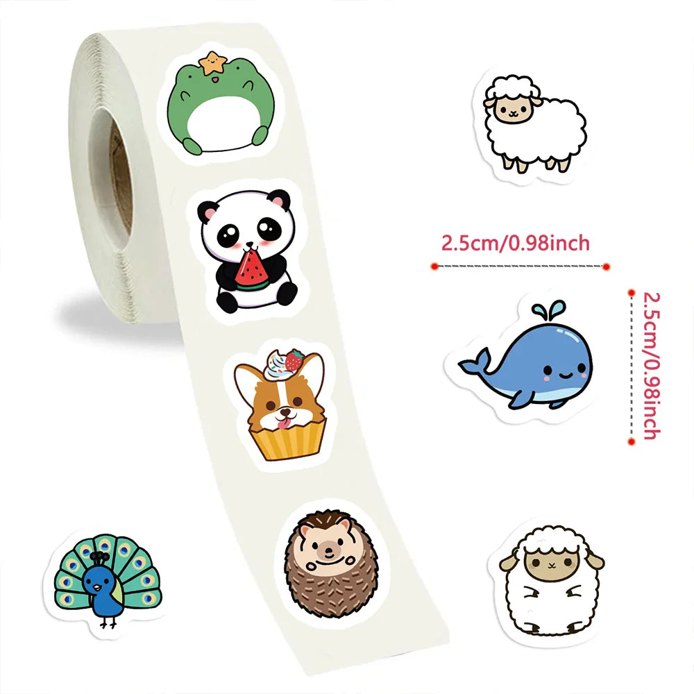 Cartoon Cute Animal Whale Sheep Frog Dog Roll Sticker Graffiti DIY Diary Pencil Box Notebook Luggage Vase Sticker Kids Toy Gift (ONLINE ORDER ONLY)