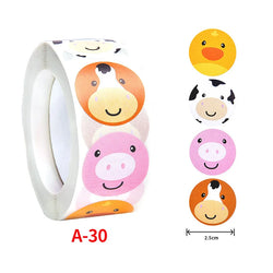 500Pcs Children's Cartoon Animal Stickers Baby Stickers Kindergarten Inspirational Little Red Flower Reward Roll Stickers (Online Order Only)