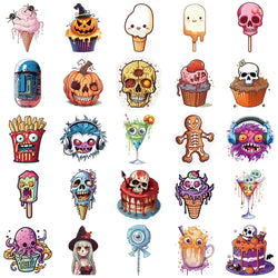 10/30/50PCS Funny Horror Skeleton Graffiti Stickers Decals Halloween Decoration Waterproof Skateboard Luggage Guitar Cartoon Toy (ONLINE ORDER ONLY)