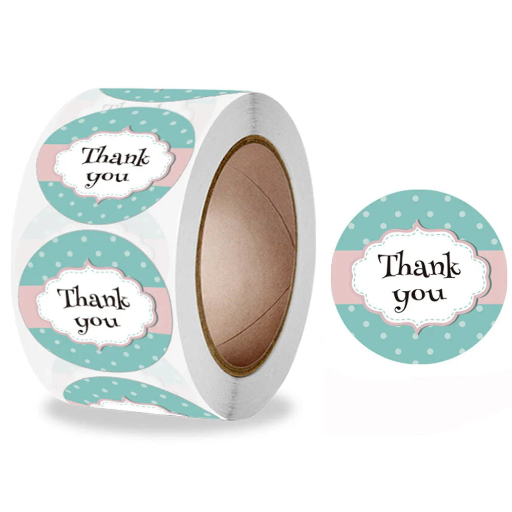 500pcs/roll Flowers Thank You Sticker Labels Round Reward Stickers Wedding Party Decor Envelope Seals Stickers Stationery (Online Order Only)
