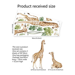 Cartoon Animal Giraffe Green Wall Stickers for Kids Room Bedroom Living Room Nursery Room Home Decor PVC Waterproof Wall Decals (Online Order Only)