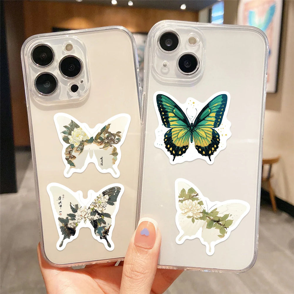 30Pcs Green Butterfly Stickers Vinyl Waterproof Stickers for Laptop Guitar Motorcycle Bike Skateboard Luggage Phone Gift (ONLINE ORDER ONLY)