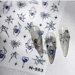 Cat Eye Shiny Blue Purple Spider Cross Love Heart Star Snake Web Jelly Thrilling Nail Art Stickers Manicure Decals Halloween (ONLINE ORDER ONLY)