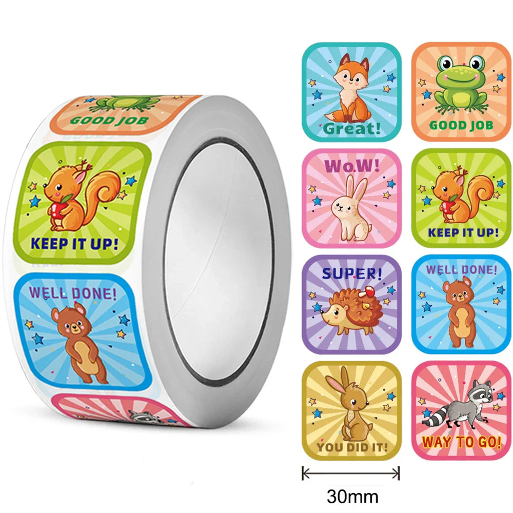 50-300pcs Reward Stickers Cartoon Animal Sealed Packaging Decoration Label Stickers School Teacher Kids Stationery Sticker (ONLINE ORDER ONLY)