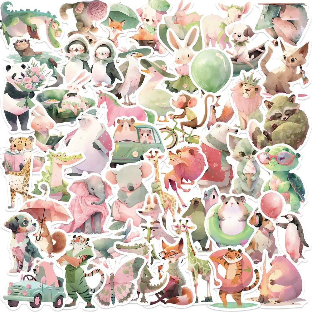 Cute Animal Stickers for Laptop, Phone, Guitar, Car, Bike, Skateboard - 10/30/50PCS Cartoon Decals (Online Order Only)