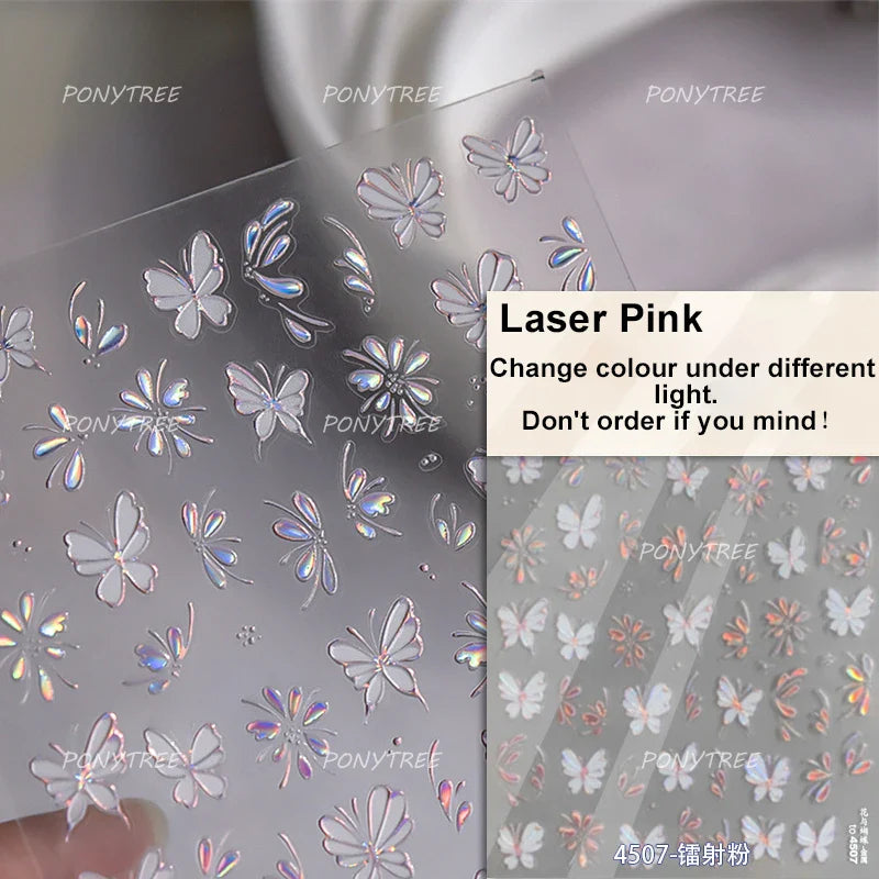Butterfly Peach Blossom Flowers Lantern Star Tassel Pendant Gold Hot Stamping Self Adhesive Nail Art Stickers Manicure Decals (ONLINE ORDER ONLY)