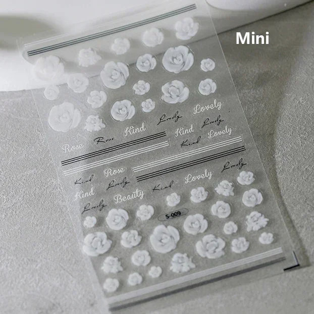 Colorful Embroidery Peony Pearl Full-blown Flower Rhinestone Chinese Luxury Relief Self Adhesive Nail Art Sticker Manicure Decal (Online Order Only)