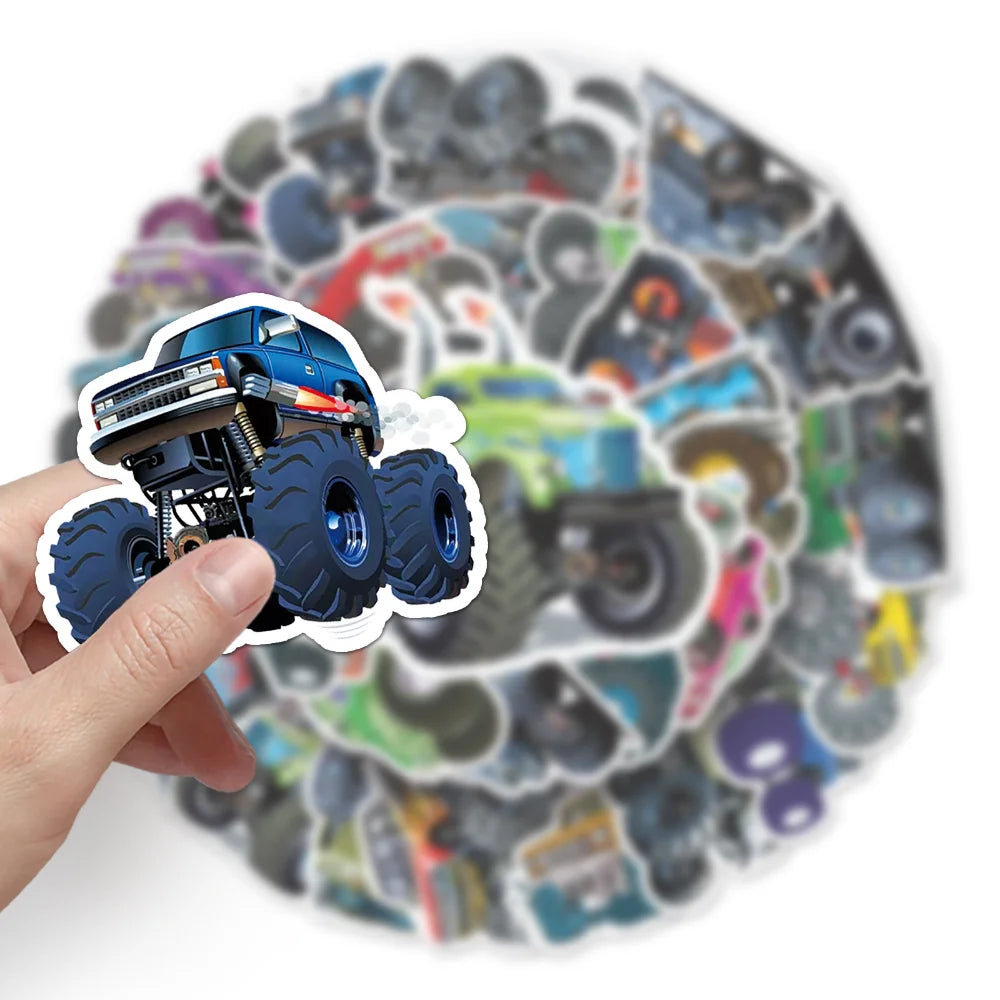 10/50PCS Monster Truck Sticker For Car Guitar Motorcycle Luggage Suitcase DIY Classic Toy Decal Graffiti Sticker For Kid (ONLINE ORDER ONLY)