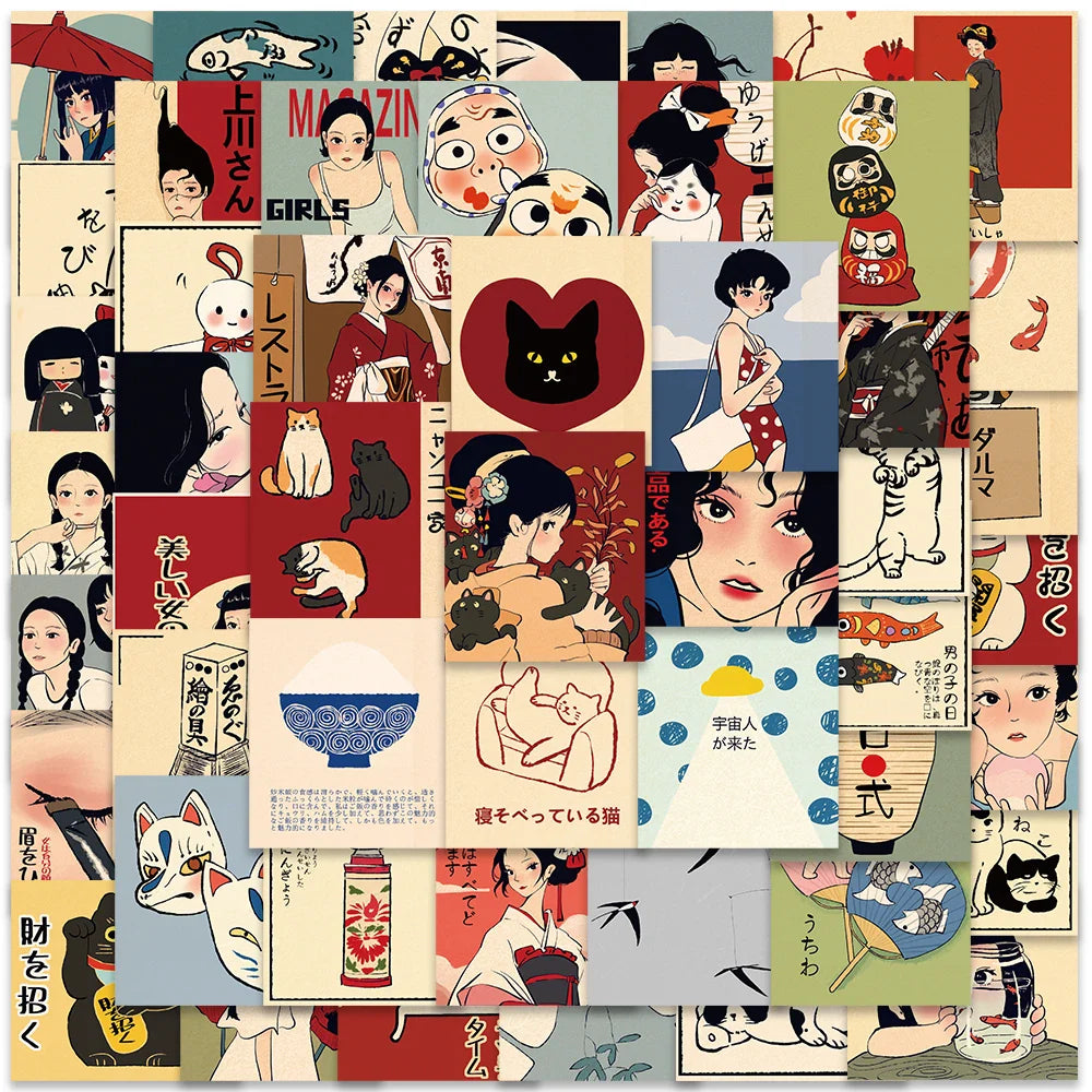 50pcs Vintage Anime Stickers Waterproof Vinyl Decals for Car Laptop Luggage Fridge Wholesale (ONLINE ORDER ONLY)