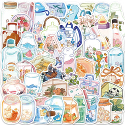 50Pcs Cute Cartoon Animals Plants Glass Stickers DIY Phone Guitar Laptop Notebook Suitcase Cup Waterproof Sticker Kids Toy﻿ (ONLINE ORDER ONLY)