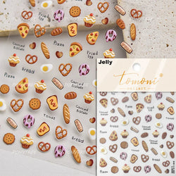 Sweet Cookies Biscuit Snack Delicious Doughnut Savoury Food Bicky Croissant Cheese Pudding Baguette Chic Nail Art Stickers Decal (ONLINE ORDER ONLY)