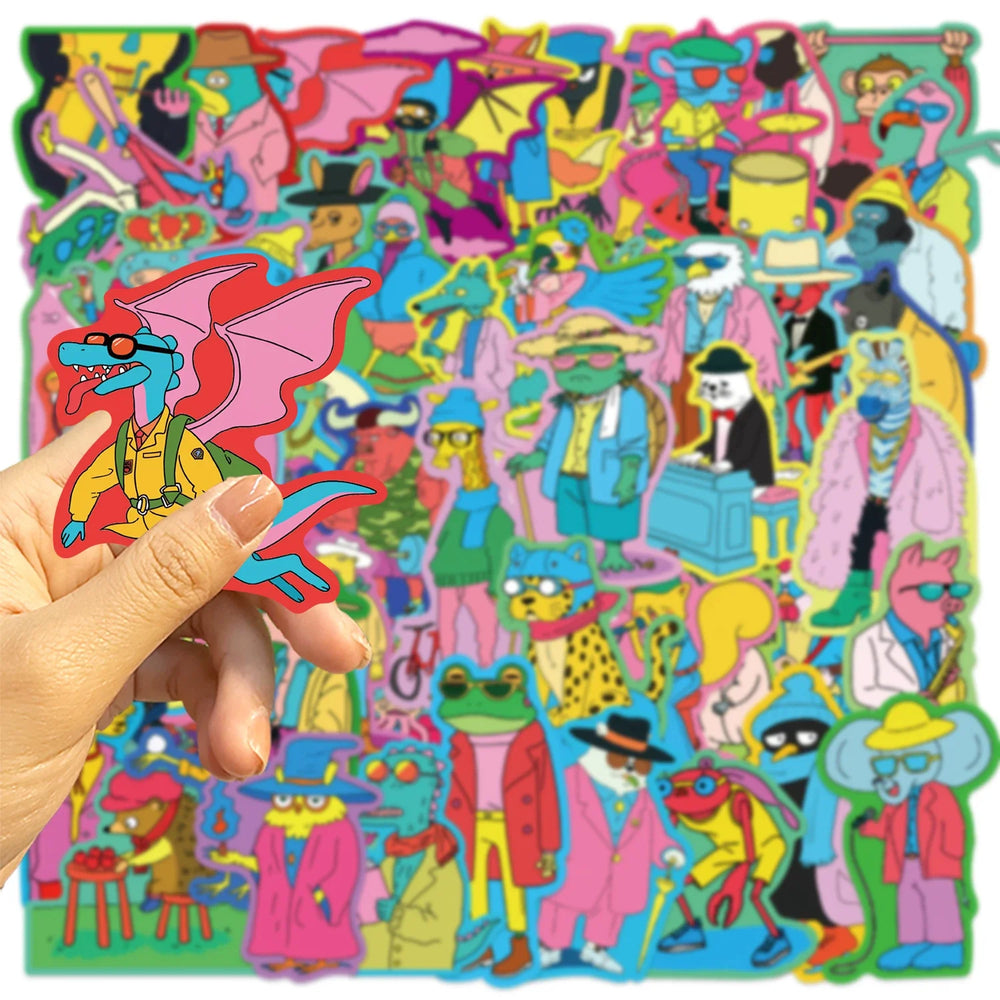 50pcs Cartoon Colorful Animal Stickers For Luggage Skateboard Laptop Guitar Aesthetic Graffiti Sticker Decals Toys (ONLINE ORDER ONLY)