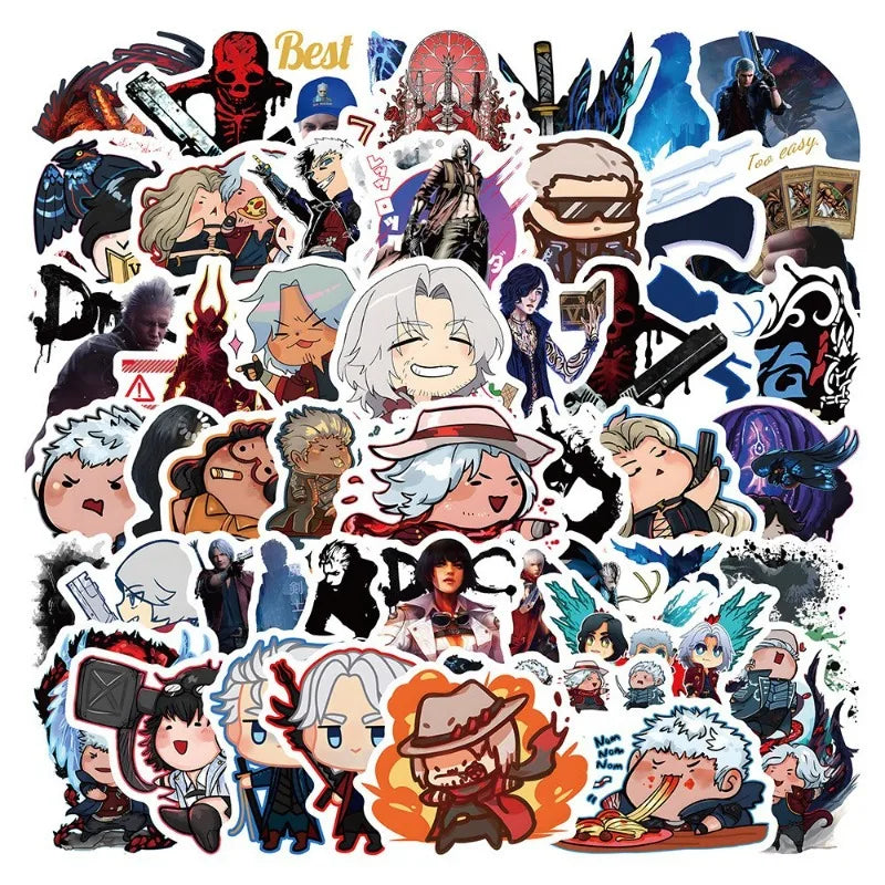 50pcs Devil May Cry Stickers for Laptop, Phone, Car, Scooter, Suitcase, Water Bottle, Refrigerator (Online Order Only)