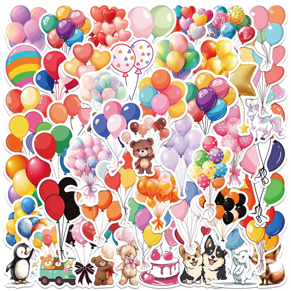 50pcs Colorful Cute Cartoon Balloons Stickers DIY Waterproof Graffiti For Luggage Laptop Water Bottle Diary Vinyl Decals (ONLINE ORDER ONLY)