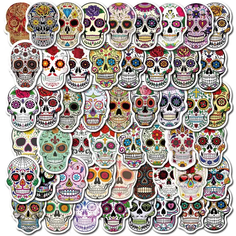 10/50PCS Mexican Calaver Sugar Skull Graffiti Stickers DIY Motorcycle Skateboard Laptop Luggage Decals Car Styling Sticker Toy (Online Order Only)