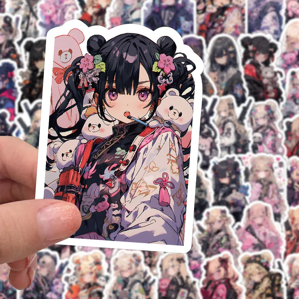 10/30/60PCS ACGN Girl Cartoon Stickers Cute Girl Sticker Cool Enlisted Woman Decals Luggage Laptop Car Bike Skateboard Kids Toy (ONLINE ORDER ONLY)