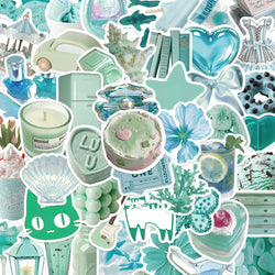 50pcs Mint Green 3D Stickers for Scrapbooking, Ipad, Car, Motorcycle, Journal, Decorative Decals (ONLINE ORDER ONLY)