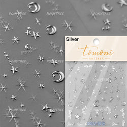 Gold Stamped Silver Totems Geometric Patterns Figure 5D Self Adhesive Nail Art Stickers Stars Bohemia Manicure Decals Wholesale (Online Order Only)