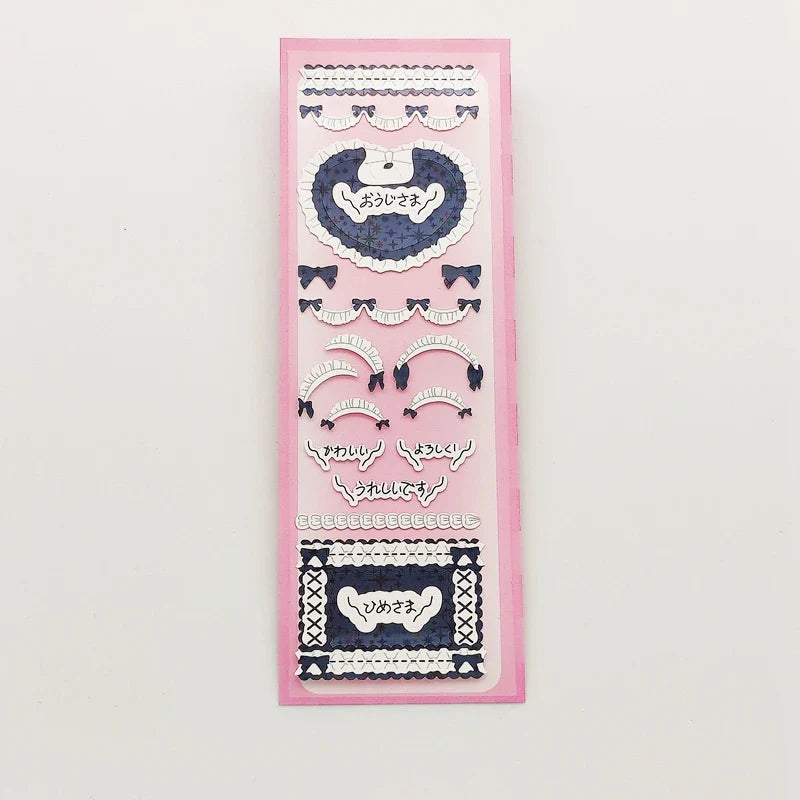 Korean Ins Girls Bow Lace Series Sticker Hand Account Idol Card DIY Album Decoration Scrapbooking Stickers Kawaii Stationery (ONLINE ORDER ONLY)