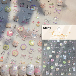Bear Star Bowknot  Duck Cherry House Mini Flower Butterfly Line Bow Tie Apple Gird Cute Chic Nail Art Stickers Manicure Decals (ONLINE ORDER ONLY)
