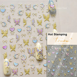 Pink Bowknot Star Moon Starburst Sun Polar Day Polar Night Sword Rose Flower Wreath Adhesive Nail Art Stickers Manicure Decals (ONLINE ORDER ONLY)