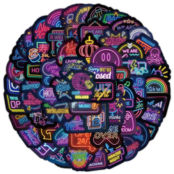 10/30/50/100pcs Cool Neon Light Cartoon Graffiti Stickers Decoration Laptop Fridge Diary Travel Luggage Stationery Sticker Toys (ONLINE ORDER ONLY)