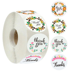 500pcs/roll Thank You Stickers Flower Pattern Party Wedding Decoration Gift Envelope Seal Labels Scrapbooking Stickers (ONLINE ORDER ONLY)