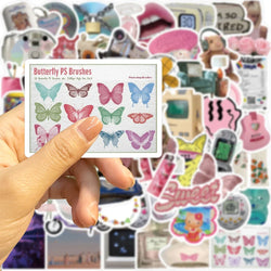 65pcs Retro Millennium Girls Kawaii Stickers Funny Cute Style Decals For Girls Suitcase Phone Guitar Stickers Kids Toys (ONLINE ORDER ONLY)