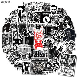 Cartoon Rock Band Stickers: Black & White Decals for Car, Skateboard, Laptop, Snowboard (ONLINE ORDER ONLY)