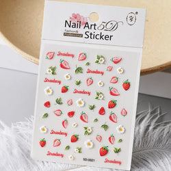 1Pc Sweet Cute Fresh Red Cherry Pattern Nail Stickers Self Adhesive Fruit Design Decals Women & Girls Homemade Manicure Supplies (ONLINE ORDER ONLY)