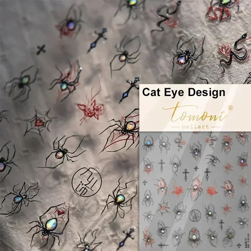 Dark Sword Coiled Snake Cross Butterfly Wing Starburst Starlight Gothic Reptile Animals Nail Art Sticker Festival Manicure Decal (ONLINE ORDER ONLY)