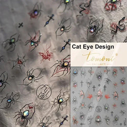 Dark Sword Coiled Snake Cross Butterfly Wing Starburst Starlight Gothic Reptile Animals Nail Art Sticker Festival Manicure Decal (ONLINE ORDER ONLY)