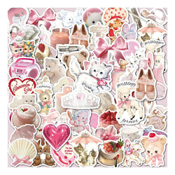 10/30/60pcs INS Style Cute Pink Coquette Stickers Aesthetic Decals Decoration Phone Luggage Water Bottle Kawaii Graffiti Sticker (Online Order Only)