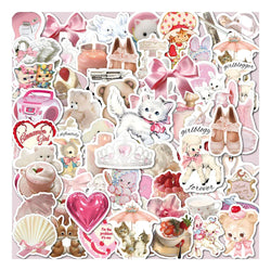 10/30/60pcs INS Style Cute Pink Coquette Stickers Aesthetic Decals Decoration Phone Luggage Water Bottle Kawaii Graffiti Sticker (Online Order Only)