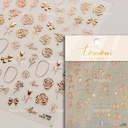 Retro Glass Geometry Glaze Rectangle Round Rose Camellia Adhesive Nail Art Stickers Frame Gemstone Charm Noble Manicure Decals (ONLINE ORDER ONLY)