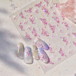 Chic Purple Serpent Flower Winding Snake Elements Shiny Dreamy Animals Self Adhesive Nail Art Sticker Embossment Manicure Decals (ONLINE ORDER ONLY)