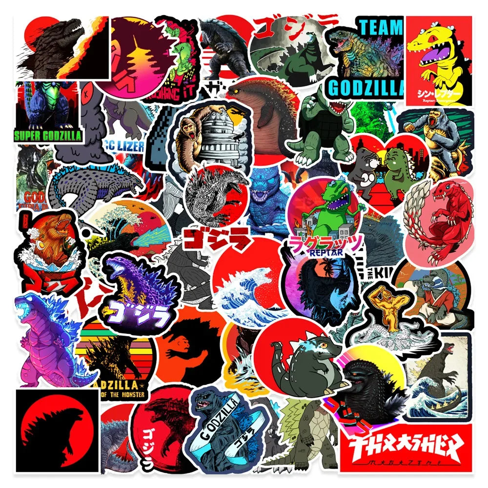 50pcs Godzilla Monster Graffiti Sticker Car Mobile Phone Water Cup Decoration Waterproof Sticker (Online Order Only)