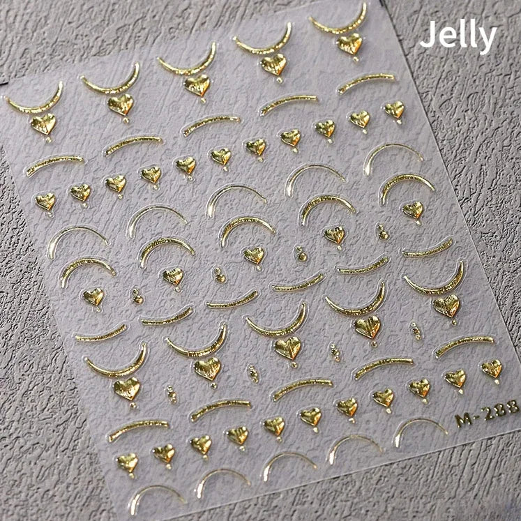 Chinese Style Gold Stamped God Deer Moon Auspicious Clouds Crane Lotus Flower 3D Self-adhesive Nail Art Stickers Manicure Decals (ONLINE ORDER ONLY)